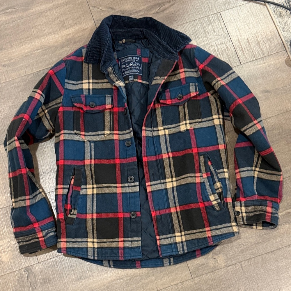 American Eagle Outfitters Red and Blue Plaid Jacket